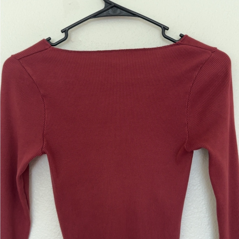 Women's Maroon Long Sleeve Top - Picture 4 of 5